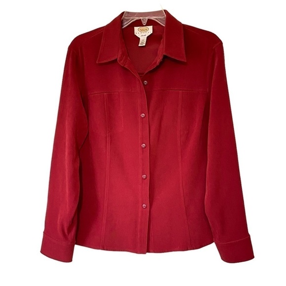 Talbots Tops - Talbots Shacket Long Sleeve Button Down Top Red Sz MP